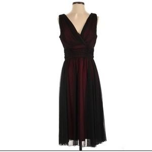 Connected Apparel Red lining, Black Overlay Dress